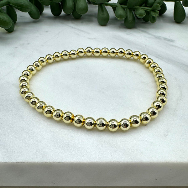 Basic Gold Bead Stretch Bracelet 5mm