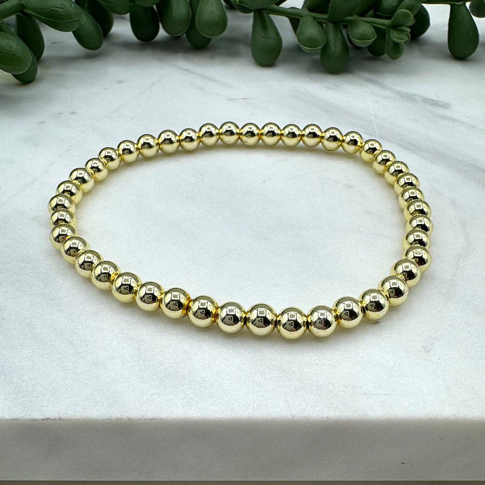 Basic Gold Bead Stretch Bracelet 5mm