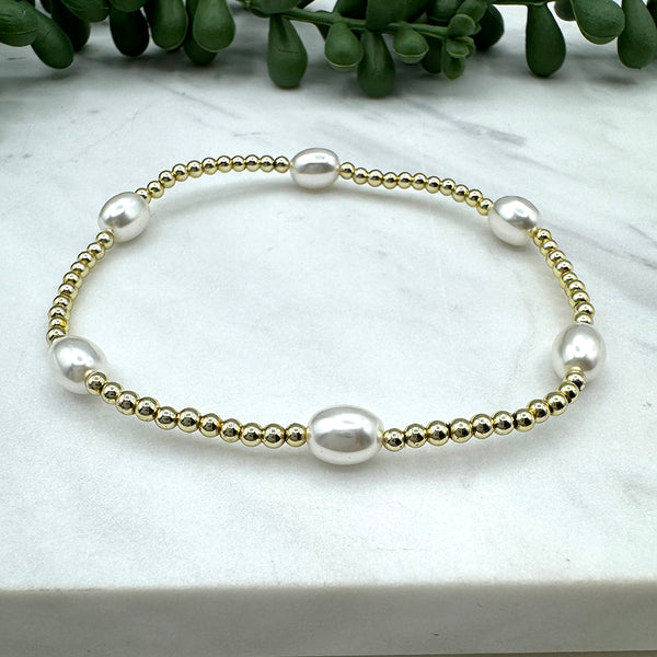 Hopeful Pearl and Gold Bead Bracelet