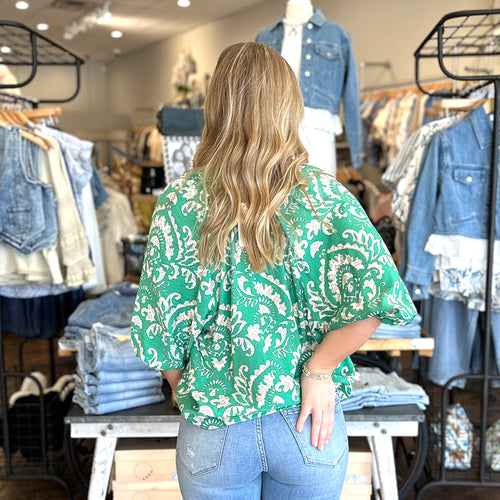 Izzy Green Floral Blouse