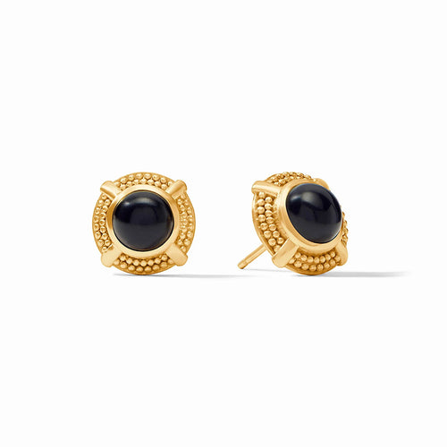 Julie Vos Cabochon Stud Earrings Obsidian Black