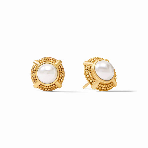 Julie Vos Cabochon Stud Earrings Pearl