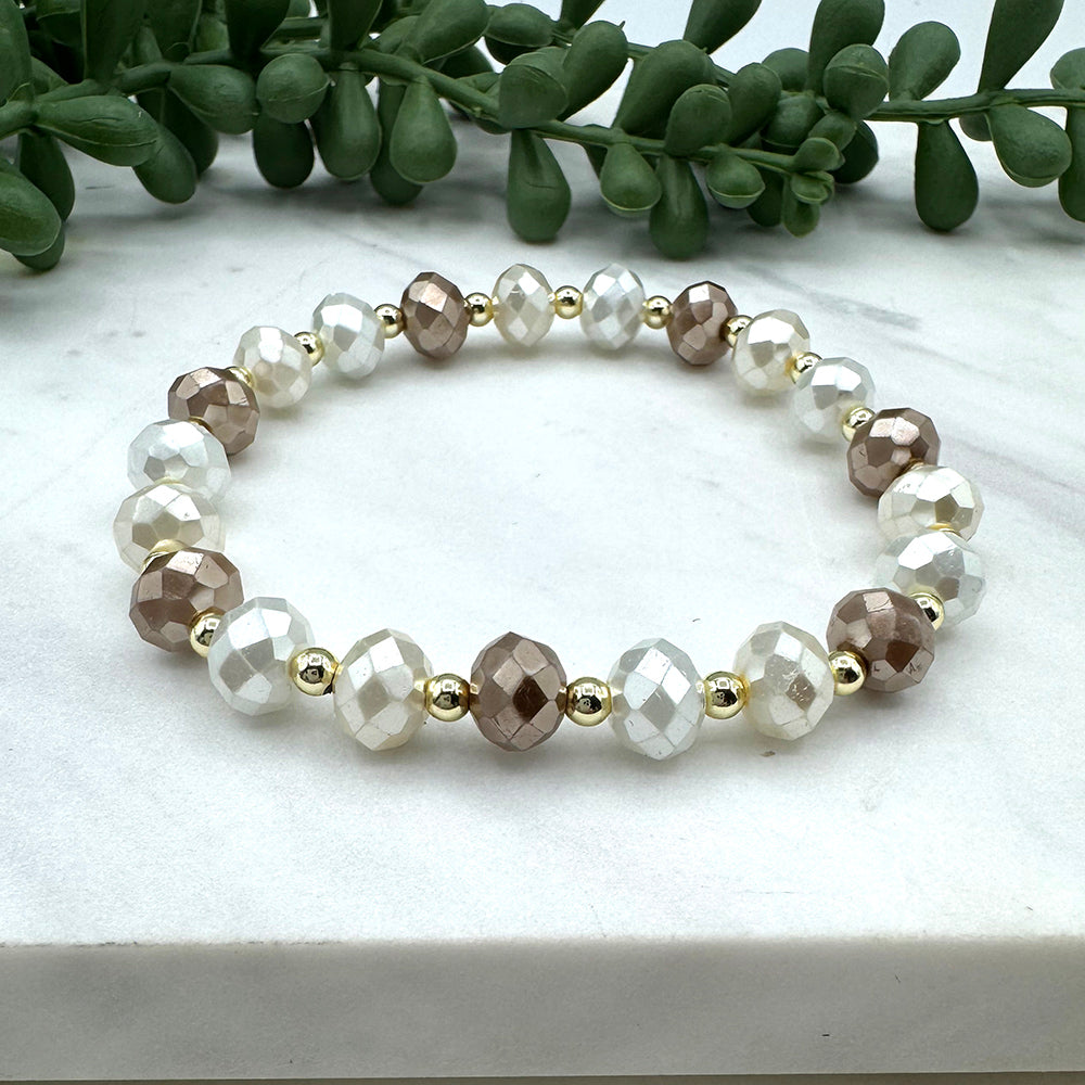 Latte with Cream Pearlized Crystal Bracelet