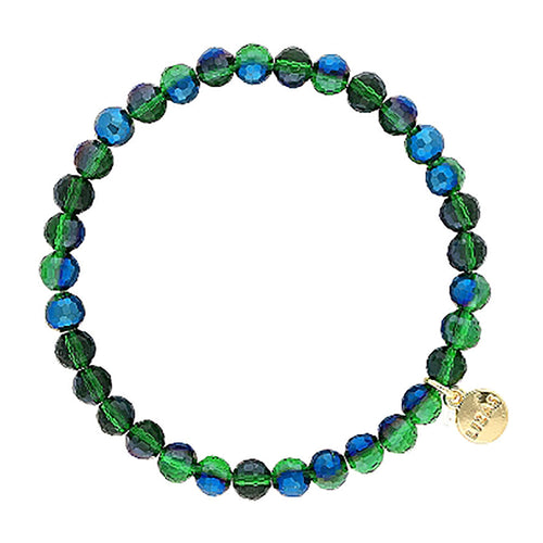 Lizas Clairsville 6mm Round Crystal Bracelet Blue Green Mix