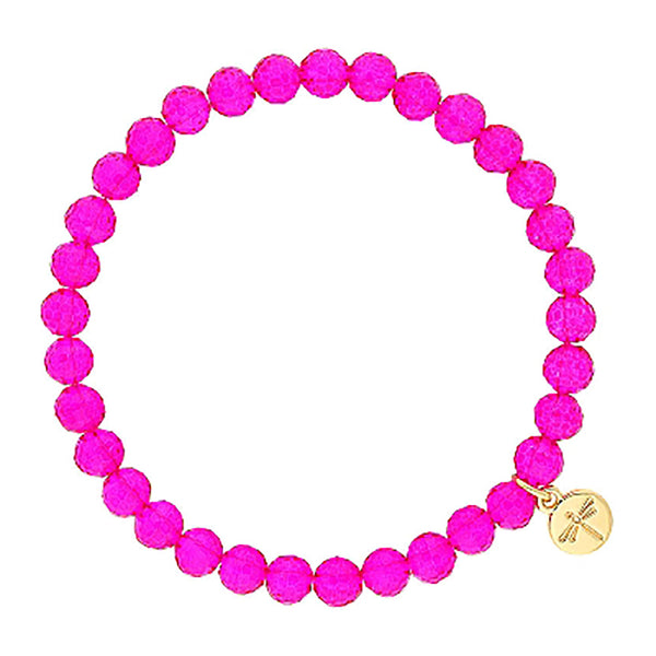 Lizas Clairsville 6mm Round Crystal Bracelet Hot Pink