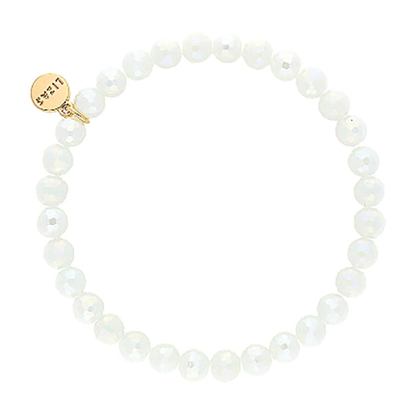 Lizas Clairsville 6mm Round Crystal Bracelet White Opaque