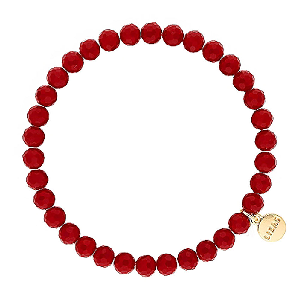 Lizas Clairsville 6mm Round Crystal Bracelet Dark Red