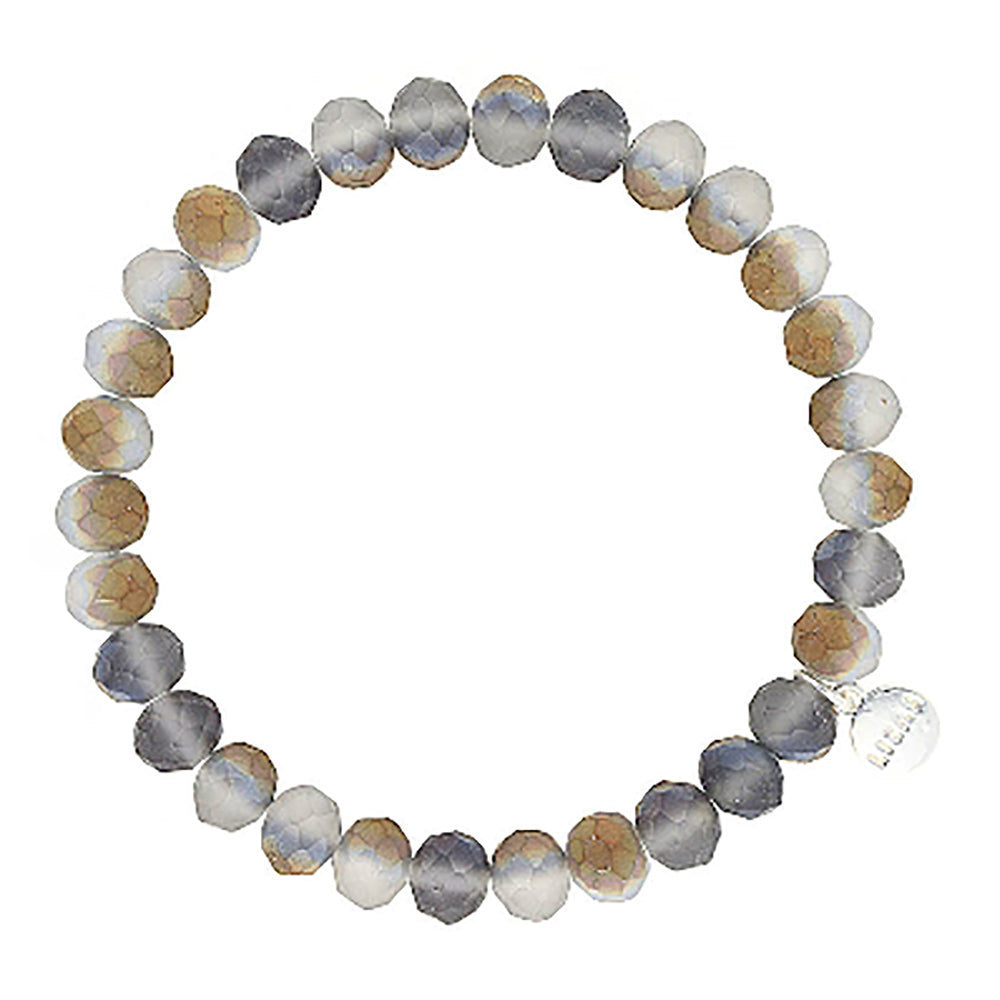 Lizas Clarksville 8mm Crystal Bracelet Gray & Brown