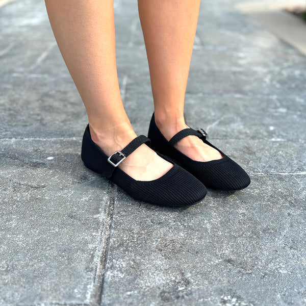 Mia Brita Black Mesh Flat