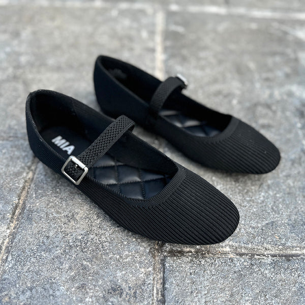 Mia Brita Black Mesh Flat