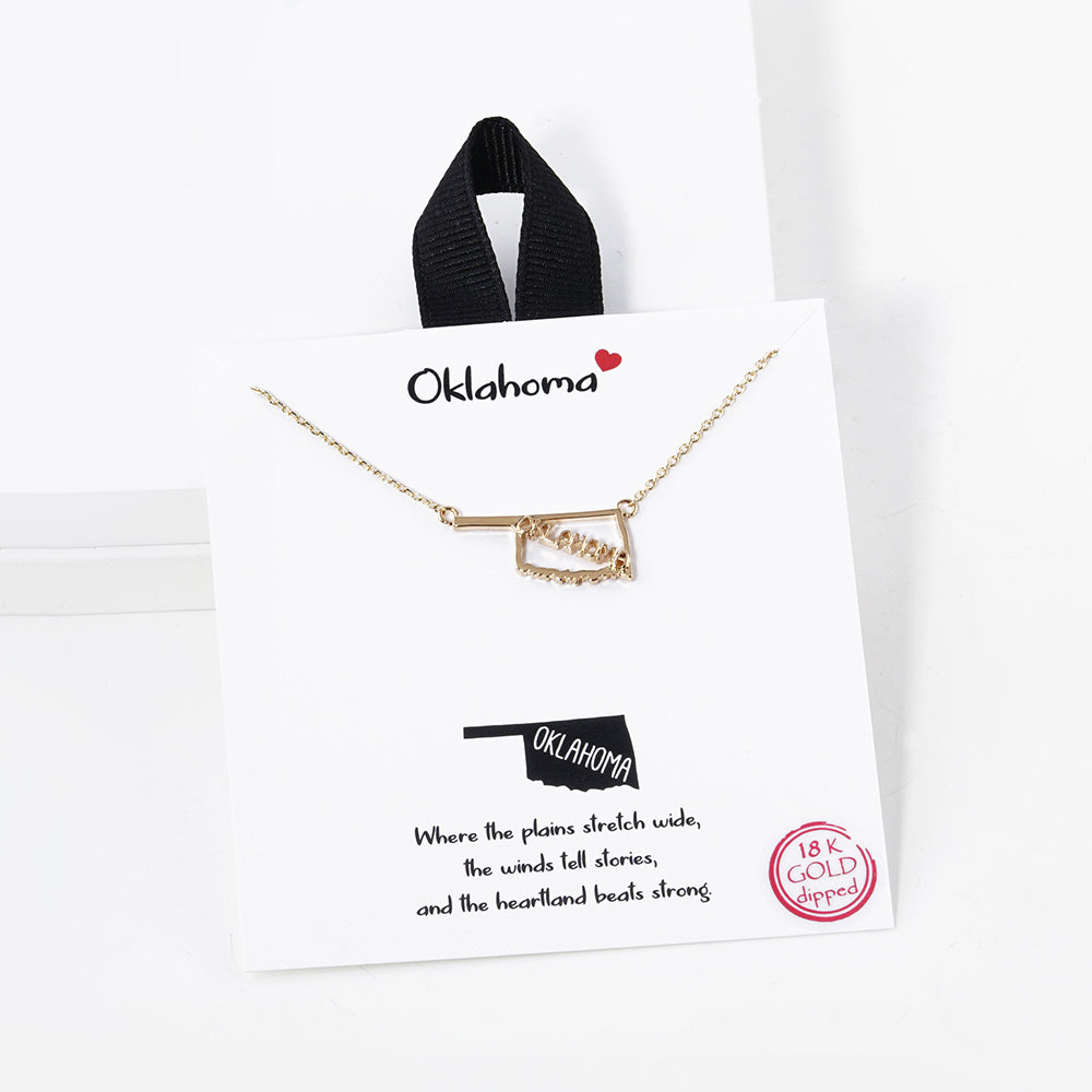 Oklahoma Outline Necklace Gold