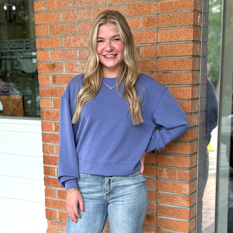 Apparel Sand Washed Sweatshirt Periwinkle Medium