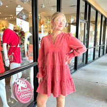 Washed Corduroy Dress Red