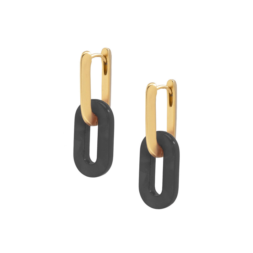 Zenzi 2 in 1 Resin Charm Hoop Earrings Black