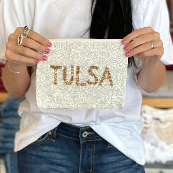 Tulsa University Beaded Pouch